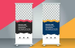 professional business roll up display standee template design vector