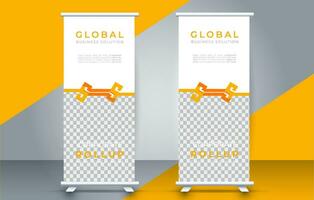 Modern roll up banner design template. flyer. pull up. presentation. brochure. poster. advertisement. print media vector