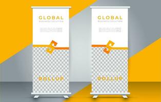 Modern roll up banner design template. flyer. pull up. presentation. brochure. poster. advertisement. print media vector