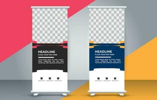 professional business roll up display standee template design vector