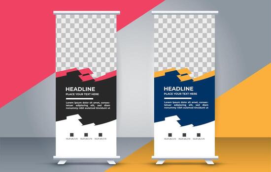 professional business roll up display standee template design vector
