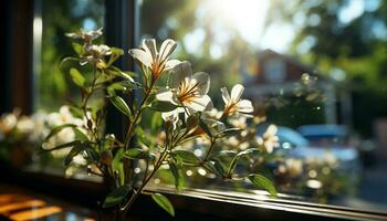 frescura de naturaleza en un ramo de flores trae belleza adentro generado por ai foto