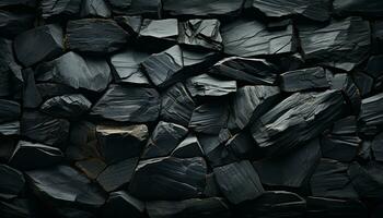 Abstract pattern of dark coal rock, textured backdrop for construction industry generated by AI photo