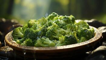 fresco, sano vegetariano ensalada con orgánico verduras y vegetales generado por ai foto