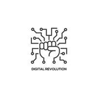 Digital revolution icon, connection future dot line. Modern sign, linear pictogram, outline symbol, simple thin line vector design element template