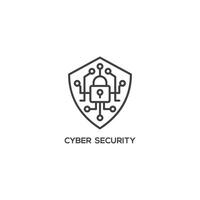 Cyber security icon, technology concept. Modern sign, linear pictogram, outline symbol, simple thin line vector design element template