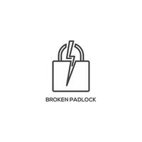 Broken padlock icon. Modern sign, linear pictogram, outline symbol, simple thin line vector design element template