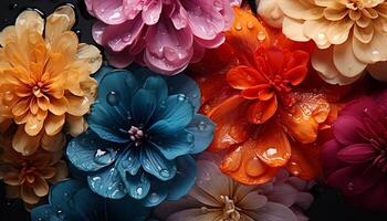 A vibrant bouquet of colorful flowers brings nature creativity generated by AI photo