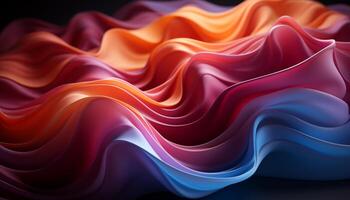 Abstract backdrop with smooth flowing wave pattern in multi colored design generated by AI photo