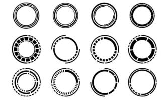 conjunto de ciencia fi negro circulo usuario interfaz elementos tecnología futurista diseño moderno creativo en blanco antecedentes vector