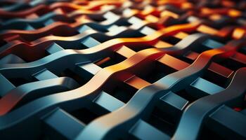 Abstract maze of striped geometric shapes, a solution to confusion generated by AI photo