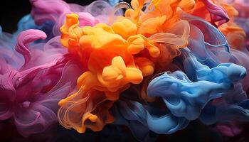 Abstract multi colored backgrounds, ink paint in motion, blue creativity pattern generated by AI photo