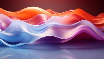 Abstract backdrop with smooth wave pattern in vibrant multi colored motion generated by AI photo