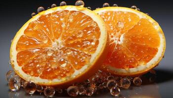 Freshness of ripe citrus fruit, a slice of nature refreshment generated by AI photo