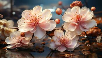 Freshness and beauty in nature a close up of a pink flower generated by AI photo