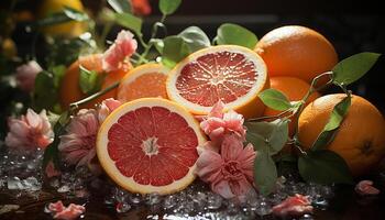Fresh citrus fruits bring the taste of summer to your table generated by AI photo