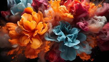 Abstract colors paint vibrant patterns underwater, creating a futuristic wallpaper generated by AI photo