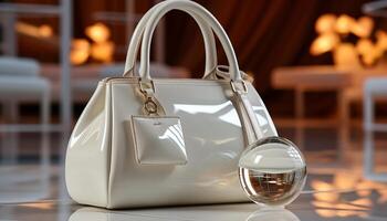 Fashionable bag reflects elegance and luxury in modern indoor design generated by AI photo