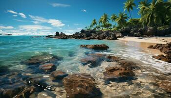 A tranquil summer sunset on a tropical coastline, reflecting natural beauty generated by AI photo