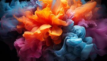 Abstract colors mix, creating vibrant underwater fantasy illustration of nature generated by AI photo