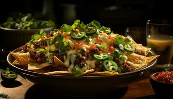 Freshness and flavor in a gourmet guacamole salad meal generated by AI photo