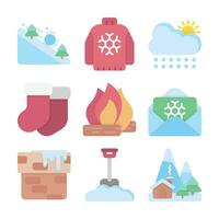 Winter Season Vector Color Elements and Icons