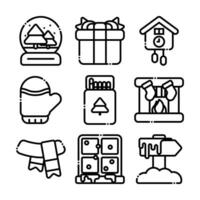 Winter Season Vector Line Elements and Icons