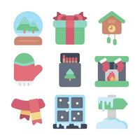 Winter Season Vector Color Elements and Icons