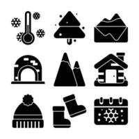 Winter Season Vector Glyph Elements and Icons