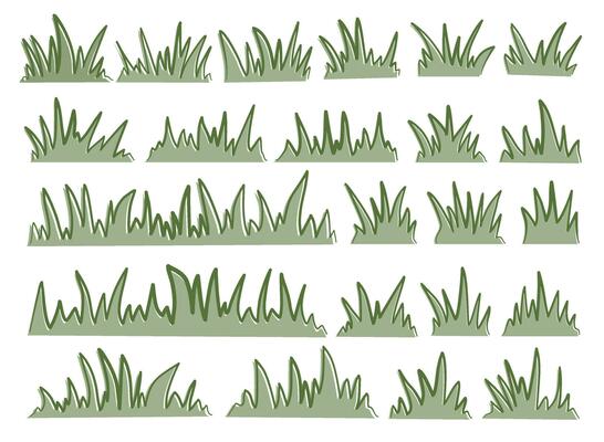 green grass. doodle grass illustration. grass lineart. grass outline illustration. set of handrawn grass.