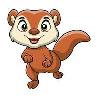 Cute weasel cartoon on white background vector