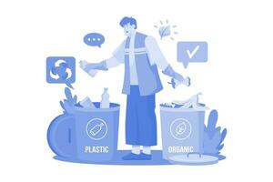 The Man Is Sorting The Garbage vector