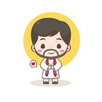 Cute priest or pastor cartoon character illustration. Christian and catholic religion concept design. Profession illustration. Adorable chibi style vector