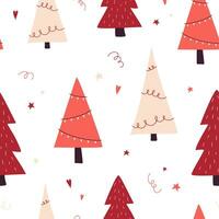 Christmas vector pattern with fir trees on a white background.