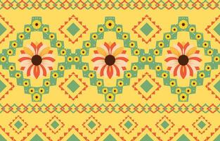 tela de colores de flores de mandala. patrón étnico geométrico en el diseño de fondo oriental tradicional para alfombra, papel pintado, ropa, envoltura, batik, estilo de bordado de ilustración vectorial. vector