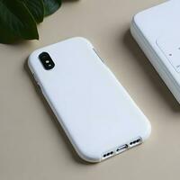 White blank phone case mockup on a table ai generate photo