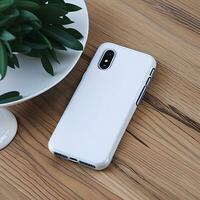 White blank phone case mockup on a table ai generate photo