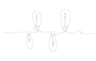 Continuous line garland lights. Christmas and New Year wallpaper concept. Vector illustration minimalist style single line. Hand writing doodles on a white background.