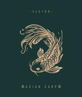 Chinese carp traditional art form vector