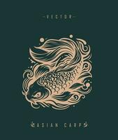 Chinese carp traditional art form vector