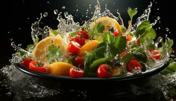Freshness and healthy eating a gourmet salad with fresh vegetables generated by AI photo