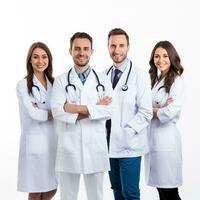 group of doctors standing together on white background. AI Generative photo