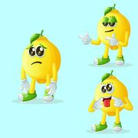 Cute lemon characters with different facial expressions vector