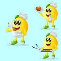 Cute lemon character in the kitchen vector