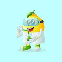 Cute lemon character as scientists vector