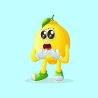 Cute lemon character with a surprised face and open mouth vector