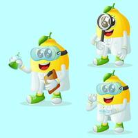 Cute lemon characters as scientists vector