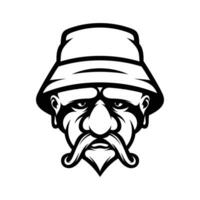 Old Man Buckethat Outline vector