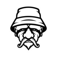 Old Man Buckethat Outline vector