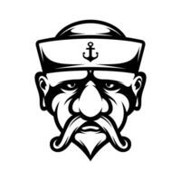 Old Man Sailor Outline vector
